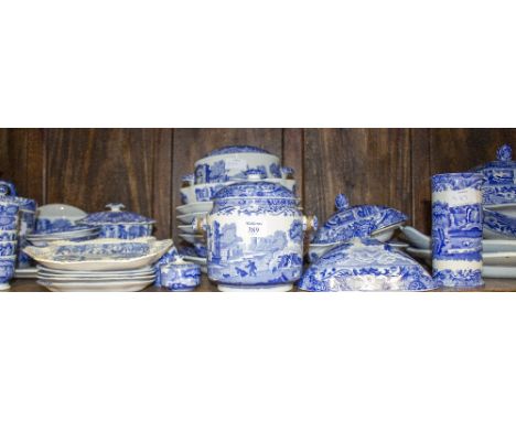 A LARGE COLLECTION OF SPODE CERAMICS to include Copeland Spode Italian England biscuit barrel, twin handled vase, oval platte