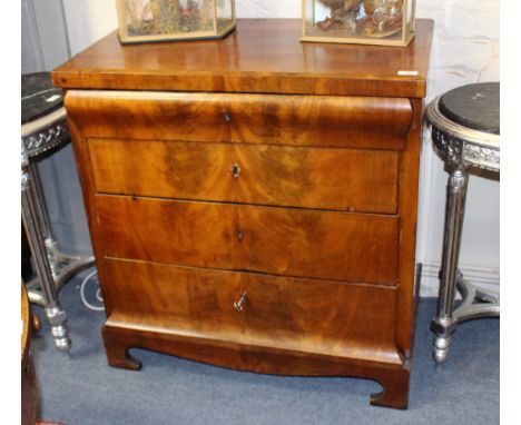 A LATE 19TH / EARLY 20TH CENTURY WALNUT FOUR DRAWER CHEST on bracket feet, 83cm wide x 46cm deep x 87cm high