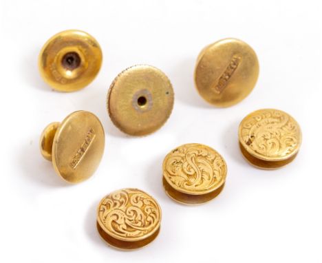 A SELECTION OF 18CT YELLOW GOLD AND OTHER YELLOW METAL CUFFLINKS some with engraved decoration, overall weight 5.4 grams