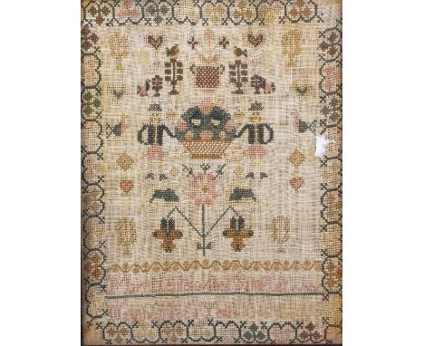 A LATE 18TH CENTURY SAMPLER  embroidered by Mary Nettlefold at 8 years of age 1790, 31cm x 23.5cm; a further unframed sampler