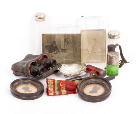 MISCELLANEOUS BIJOUTERIE to include a pair of Georgian silhouettes, signed 'J H Millington Miniature and Portrait Painter' to