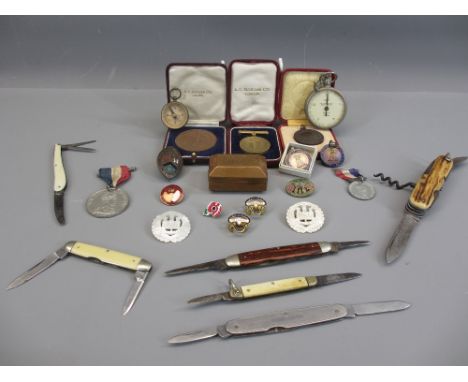 MEDALLIONS, BADGES, PENKNIVES &amp; OTHER COLLECTABLES - a mixed group to include Leyton &amp; District Eisteddfod medallions