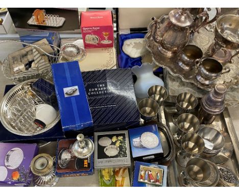 EPNS TEA SERVICE, tray, goblets, placemats, a very large assortment