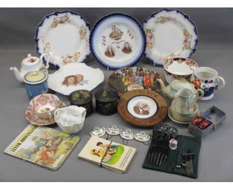 MIXED CHINA &amp; COLLECTABLES to include Shelley Dainty White, Paragon cabinet cup and saucer, wooden Ymenyn carved butter d