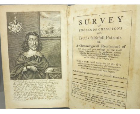 JOSIAH RICRAFT 'A SURVEY OF ENGLAND'S CHAMPIONS &amp; TRUTHS FAITHFUL PATRIOTS', circa 1820, facsimile edition of the 1647 or