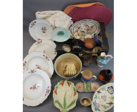MIXED POTTERY, PORCELAIN &amp; GLASS COLLECTABLES, ETC to include Victorian glass baskets, Radford, Poole, Carltonware and ot
