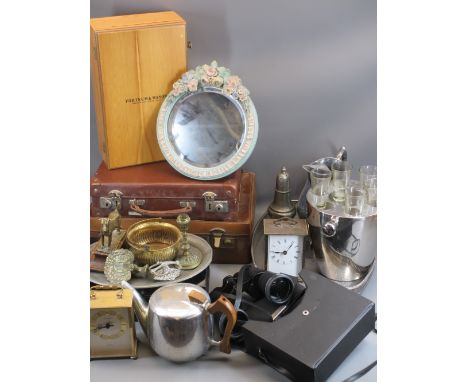 METALWARE - quantity of EPNS, ornamental brass, Picquot ware teapot, Barbola mirror, EPNS galleried tray and other items and 