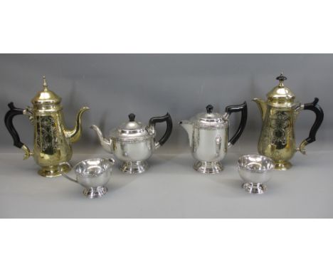 EPNS FOUR PIECE TEA SERVICE - with a chase decorated tea and coffee pot pair