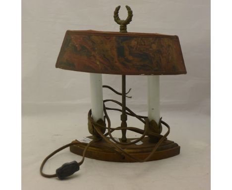 A French students lamp with hand painted marbled shade