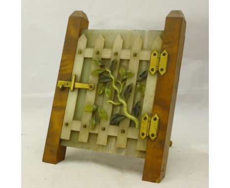 A Victorian hardstone inset gate form picture frame