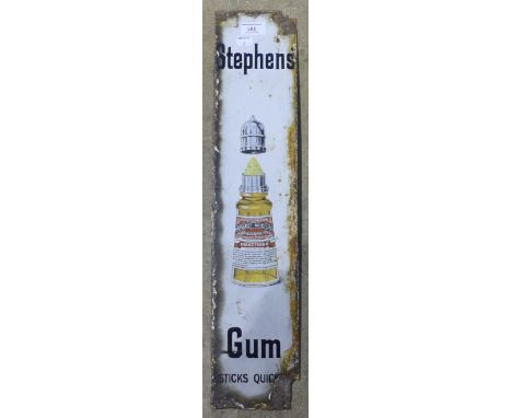 A Stephens' Gum pictorial enamel advertising sign
