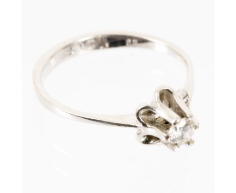 Brillant-Ring, 585er Weißgold mit Diamant im Brillantschliff von 0,19 ct besetzt. Farbe: weiß; Reinheit vs/vvs. Ringinnendurc