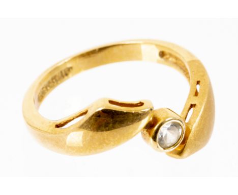 18 K Gelbgold-Ring mit Zirkonia-Besatz, Innendurchmesser ca. 18 mm, ca. 3,5 gr. brutto.