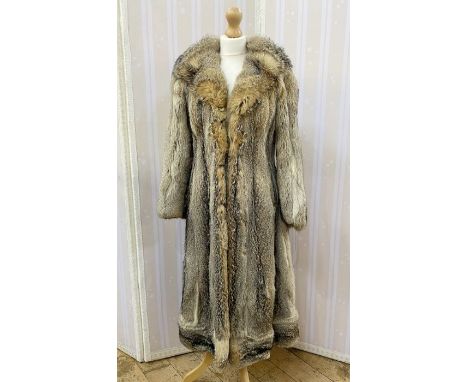 Vintage fox fur full-length coatCondition ReportSeveral areas of damage as per images; leather split at stitching under left 