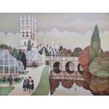 Alfred Daniels RBA RWA ARCA (1924-2015) Oil and alkyd on canvas "Magdalen Tower and Bridge, Oxford",