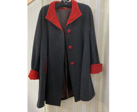 Rolands green loden wool three-quarter length coat with silver-coloured buttons, a striped gentleman's blazer labelled 'Gurte