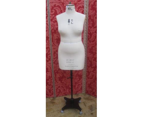 Dressmaker's dummy stamped 'Made in England by Kennett and Lindsell Limited, Romford Essex, K+L', adjustable metal stand, wai