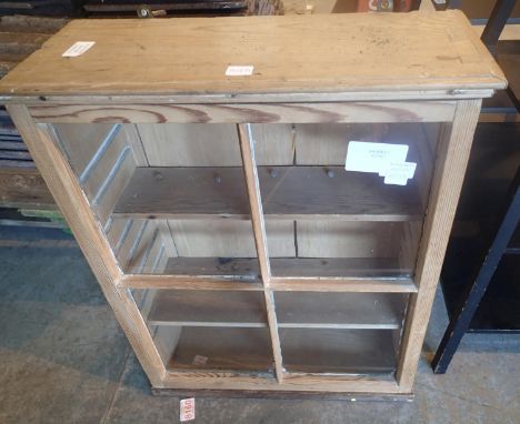 Small pine cabinet with glazed single door, 45 x 20 x 90 cm. Not available for in-house P&amp;P, contact Paul O'Hea at Mailbo