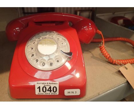 Red, GPO746 Retro rotary telephone replica of the 1970s classic, compatible with modern telephone banking and any standard an