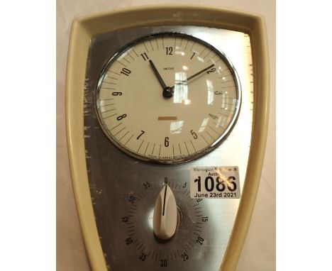 A retro beige Smiths Sectronic twelve hour kitchen clock with built in timer. Not available for in-house P&amp;P, contact Pau