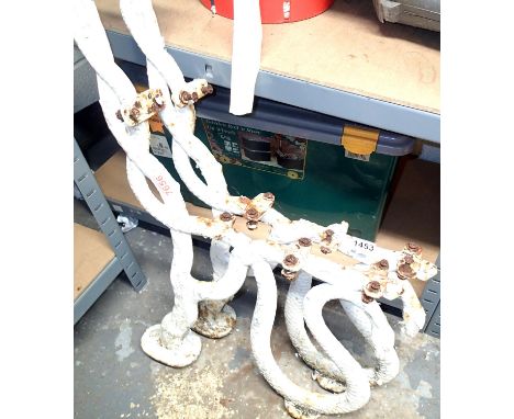Cast iron vintage bench ends with snake head detail. Not available for in-house P&amp;P, contact Paul O'Hea at Mailboxes on 0