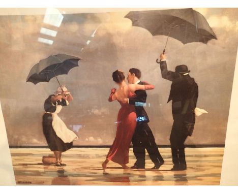 A Jack Vettriano print Dancing In The Rain and a further print Pink Poppies. Not available for in-house P&amp;P, contact Paul