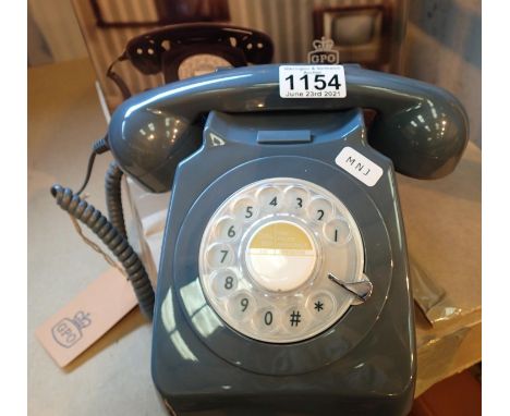 Grey, GPO746 Retro rotary telephone replica of the 1970s classic, compatible with modern telephone banking and any standardan