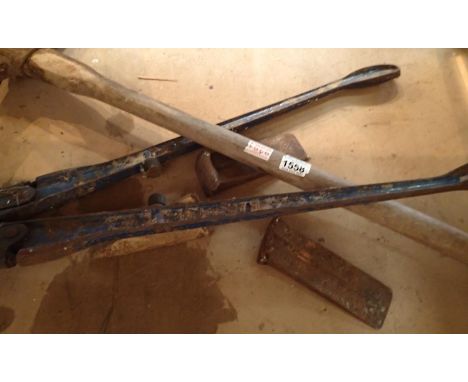 Large pair of bolt cutters, pick axe and metal wedges. Not available for in-house P&amp;P, contact Paul O'Hea at Mailboxes on