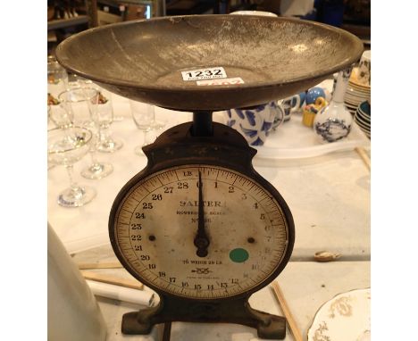 Antique set of Salter no 46 kitchen scales with pan. Not available for in-house P&amp;P, contact Paul O'Hea at Mailboxes on 0