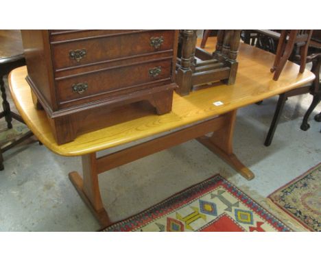 20th Century elm, Ercol refectory type table.(B.P. 24% incl. VAT)   CONDITION REPORT:  Gold circular sticker.  Surface scratc