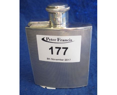 Small silver engine turned hip flask.  Birmingham hallmark.(B.P. 24% incl. VAT)   CONDITION REPORT:  Weight - 2.4 oz approxim