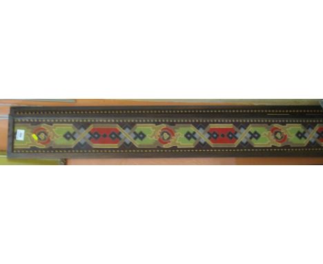 Pair of geometric tapestry upright, narrow, geometric panels.  Framed. (2)(B.P. 24% incl. VAT)