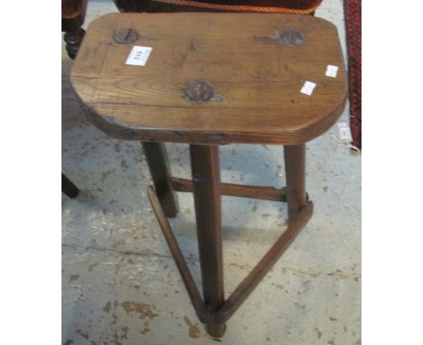 Rustic elm tripod stool.(B.P. 24% incl. VAT)