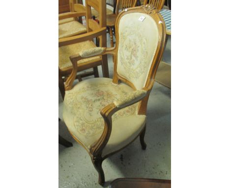 20th Century French style tapestry open arm side chair. (B.P. 24% incl. VAT)
