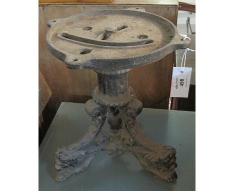 Unusual Victorian cast iron ships tripod stool with lion mask mounts.(B.P. 24% incl. VAT)