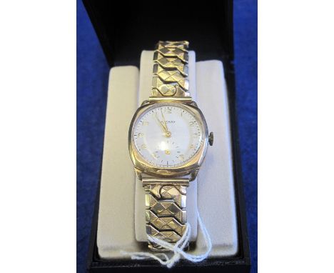 Gold Rotary cushion shaped vintage Gentleman's wristwatch on expanding bracelet.(B.P. 24% incl. VAT)   CONDITION REPORT:  Sma