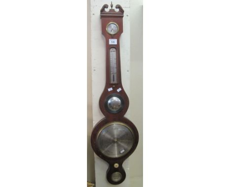 Reproduction mahogany wheel barometer, unmarked.(B.P. 24% incl. VAT)