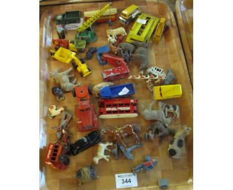 Collection of vintage diecast model vehicles etc. to include: Lesney Evening News van and milk float van; police car Wolsley 
