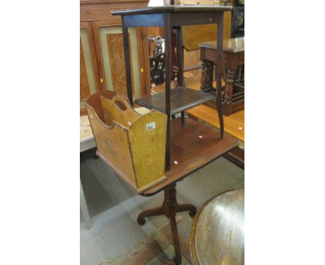 19th Century mahogany rectangular tilt top tripod table, together with a stained two tier occasional table.  (2)(B.P. 24% inc