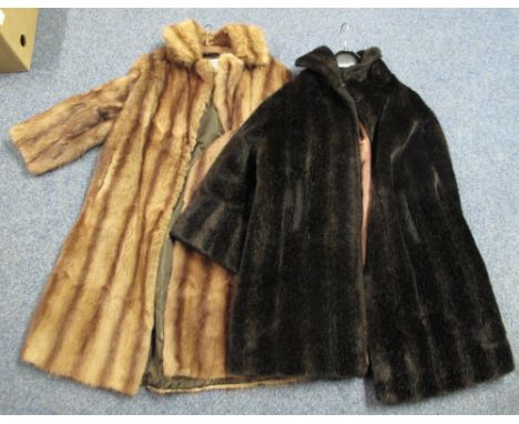 Vintage Recency Furs Swansea possibly mink fur coat, together with dark brown faux fur coat. (B.P. 24% incl. VAT)