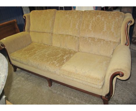 Modern cream ground, foliate upholstered large three seater sofa.(B.P. 24% incl. VAT)