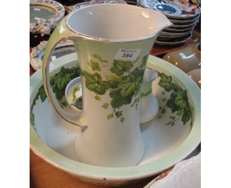 Early 20th Century Winton Grimwades 'Ivy' design jug and basin set with matching toothbrush holder and soap dish.(B.P. 24% in