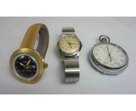 Rovena 17 Jewels Gents Wristwatch, Antimagnetic, Waterproof, Incabloc, Also with an East German Antimagnetic Manual Wind Wris