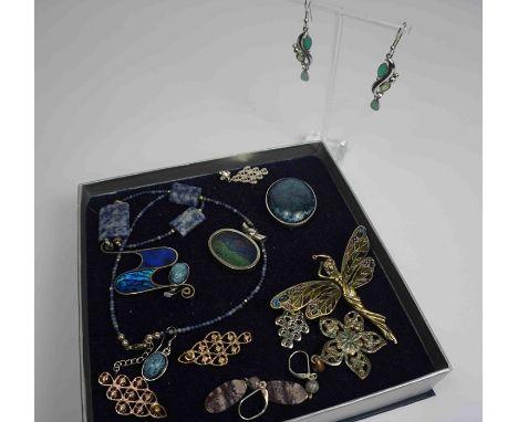 Quantity of Bead and Costume Jewellery, To include Jade coloured Necklaces, Bangles, Earrings, and Pendants, Also with a Phot