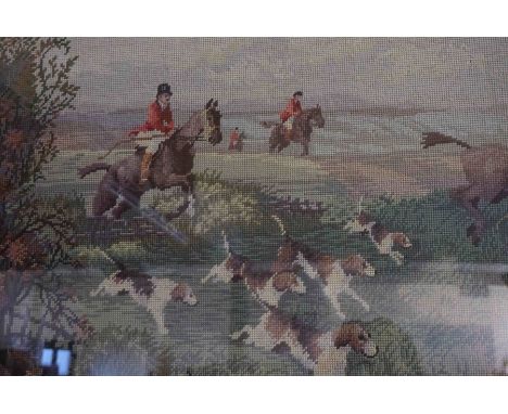 Two Wall Hanging Tapestries, Depicting Hunting Scenes, 51.5cm x 40cm, 60cm x 147cm, John Mathieson of Edinburgh Labels to Ver