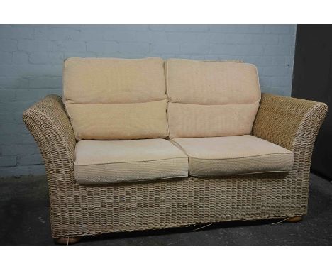 Wicker Conservatory Two Seater Sofa by MGM, 86cm high, 150cm wide, 80cm deep 