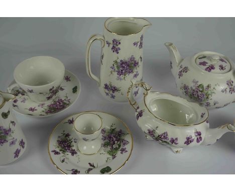 T Goode &amp; Co Ltd London for Hammersley &amp; Co, Bone China Tea, Coffee, Part Dinner Set, Decorated with Panels of Purple