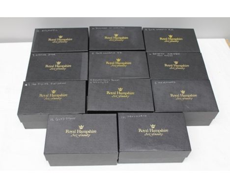 TWELVE ROYAL HAMPSHIRE ART FOUNDRY PEWTER CAST MODELS OF VARIOUS LOCOMOTIVES in original vendor's boxes including; Stephenson