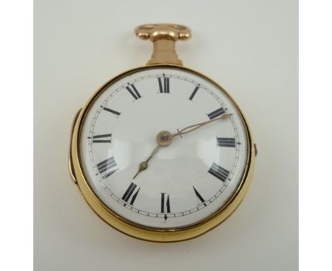 FRIEND OF HOLSWORTHY A LATE GEORGE III 18CT GOLD PAIR CASED POCKET WATCH, the movement engraved "Friend Holsworthy 1373", fus