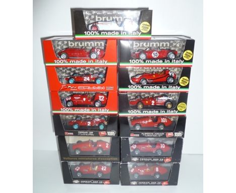 A COLLECTION OF THIRTEEN ORIGINAL VINTAGE 1:43 SCALE BRUMM "SERIE ORO" DIECAST GRAND PRIX MODEL CARS to include; Ferrari Over